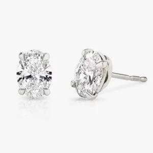 Klasikiniai auskarai su deimantu iš balto aukso arba platinos - oval cut deimantai