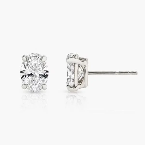 Klasikiniai auskarai su deimantu iš balto aukso arba platinos - oval cut deimantai