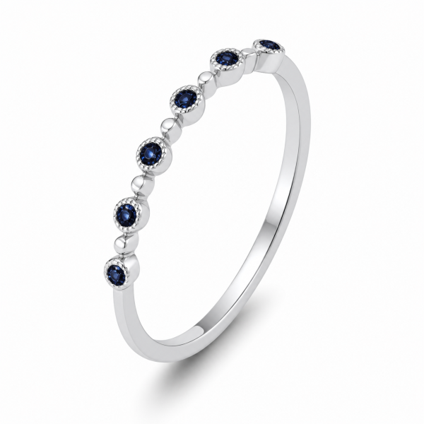 0.08 ct žiedas su mėlynais safyrais baltas auksas