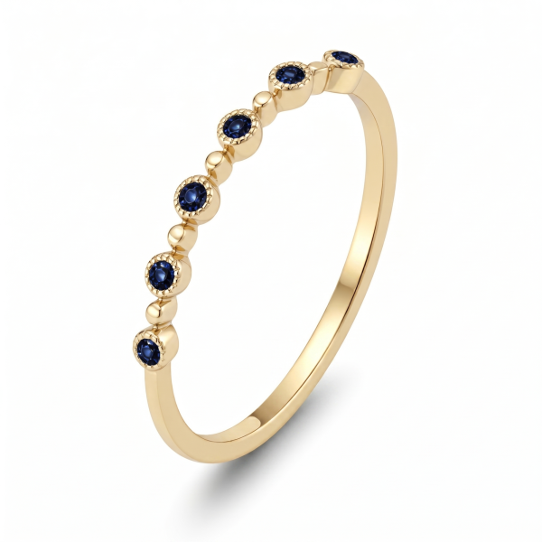 0.08 ct žiedas su mėlynais safyrais geltonas auksas
