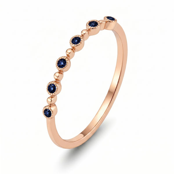 0.08 ct žiedas su mėlynais safyrais raudonas auksas