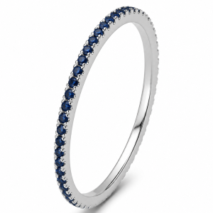 0.16 ct žiedas su mėlynais safyrais balto aukso