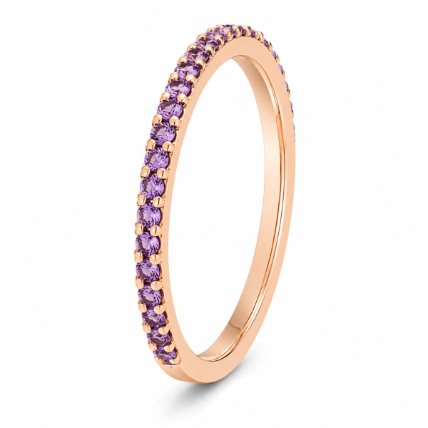 0.18 ct auksinis žiedas su rožiniais safyrais