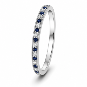 0.18 ct žiedas su safyrais ir deimantais baltas auksas