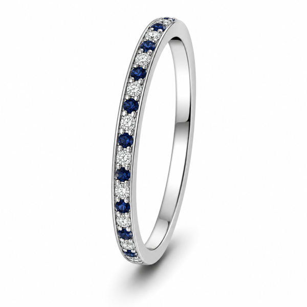0.18 ct žiedas su safyrais ir deimantais baltas auksas