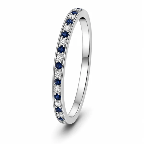 0.18 ct žiedas su safyrais ir deimantais baltas auksas