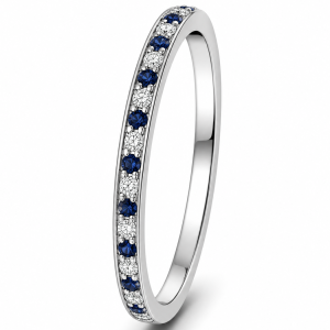 0.18 ct žiedas su safyrais ir deimantais baltas auksas