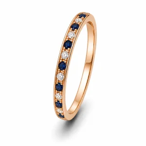 0.19 ct žiedas su safyrais ir deimantais raudonas auksas