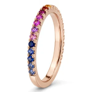 0.29 ct auksinis žiedas su spalvotais safyrais ir tsavoritais raudono aukso