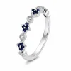 0.31 ct žiedas su safyrais ir deimantais balto aukso