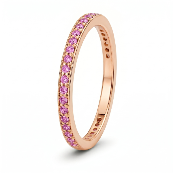 0.33 ct auksinis žiedas su rožiniais safyrais raudono aukso