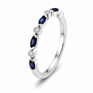 0.36 ct žiedas su safyrais ir deimantais baltas auksas