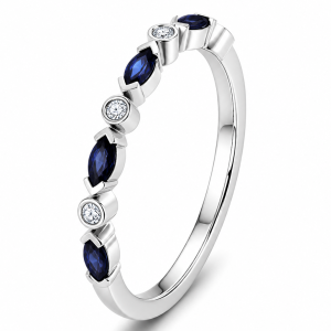 0.36 ct žiedas su safyrais ir deimantais baltas auksas