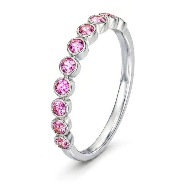 0.38 ct auksinis žiedas su rožiniais safyrais balto auksas