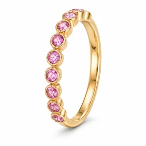 0.38 ct auksinis žiedas su rožiniais safyrais geltono aukso 2