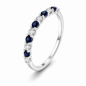 0.40 ct žiedas su safyrais ir deimantais baltas auksas