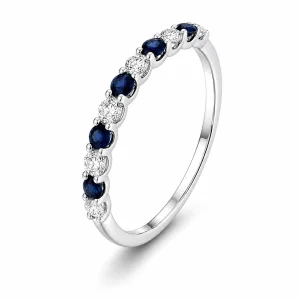 0.40 ct žiedas su safyrais ir deimantais baltas auksas