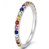 0.41 ct auksinis žiedas su spalvotais safyrais ir deimantais balto aukso