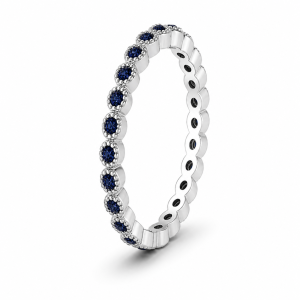 0.42 ct žiedas su mėlynais safyrais baltas auksas