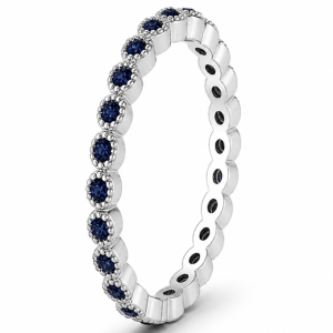 0.42 ct žiedas su mėlynais safyrais baltas auksas