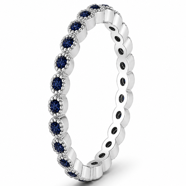 0.42 ct žiedas su mėlynais safyrais baltas auksas