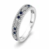 0.52 ct žiedas su safyrais ir deimantais balto aukso