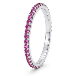 0.54 ct auksinis žiedas su rožiniais safyrais balto aukso