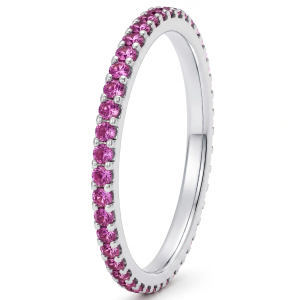 0.54 ct auksinis žiedas su rožiniais safyrais balto aukso