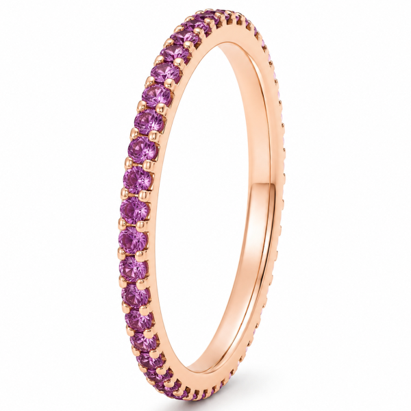 0.54 ct auksinis žiedas su rožiniais safyrais raudono aukso