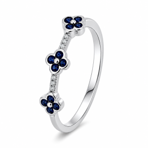 0.56 ct žiedas su safyrais ir deimantais baltas auksas