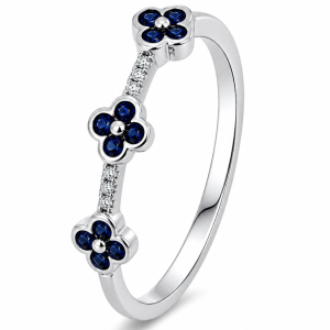0.56 ct žiedas su safyrais ir deimantais baltas auksas