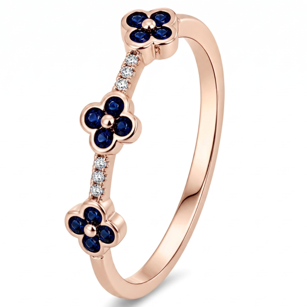 0.56 ct žiedas su safyrais ir deimantais raudonas auksas