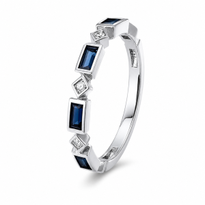 0.65 ct žiedas su safyrais ir deimantais Baltas auksas