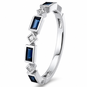 0.65 ct žiedas su safyrais ir deimantais Baltas auksas