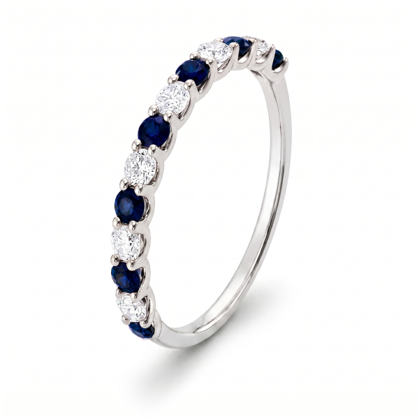 0.82 ct žiedas su safyrais ir deimantais baltas auksas