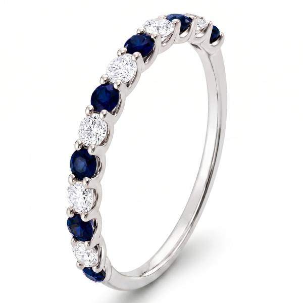 0.82 ct žiedas su safyrais ir deimantais baltas auksas