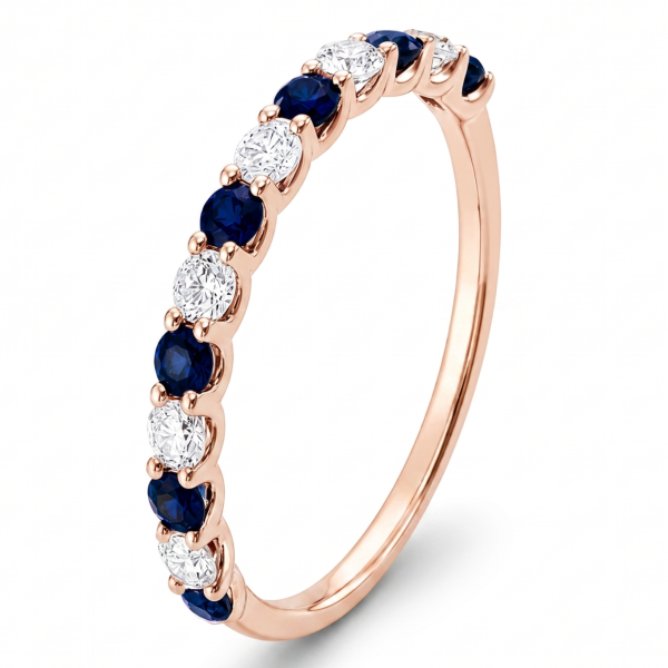 0.82 ct žiedas su safyrais ir deimantais raudonas auksas