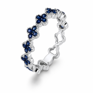 0.83 ct žiedas su mėlynais safyrais baltas auksas