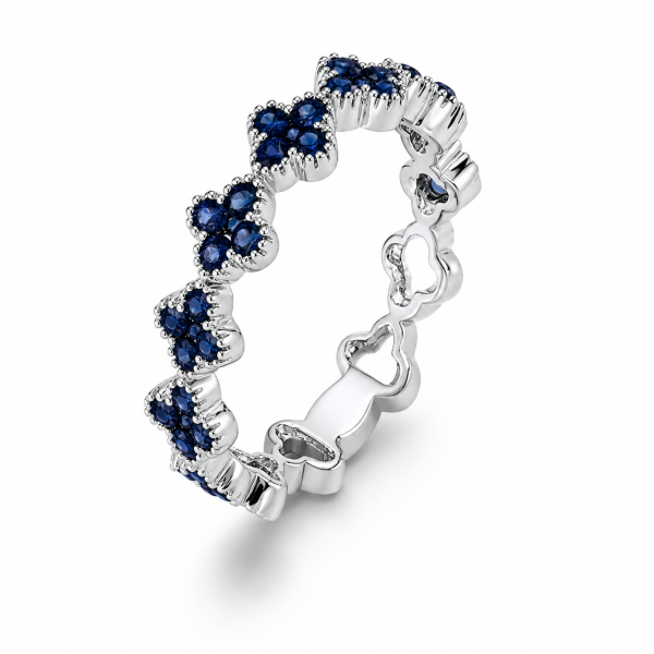 0.83 ct žiedas su mėlynais safyrais baltas auksas