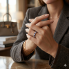 0.88 ct žiedas su safyrais ir deimantais ant rankos
