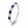 0.88 ct žiedas su safyrais ir deimantais balto aukso