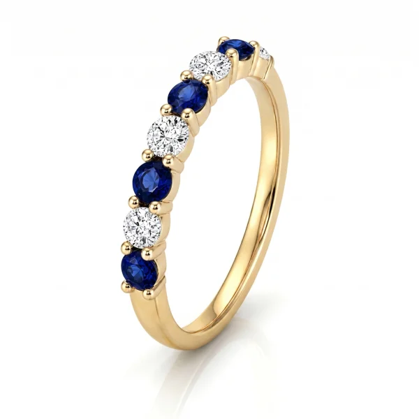 0.88 ct žiedas su safyrais ir deimantais geltonas auksas