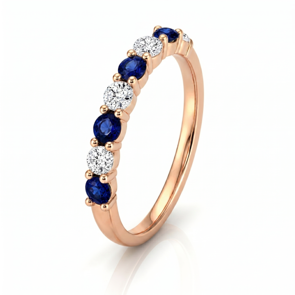 0.88 ct žiedas su safyrais ir deimantais raudonas auksas