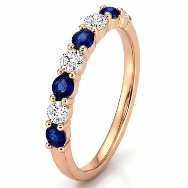 0.88 ct žiedas su safyrais ir deimantais raudonas auksas