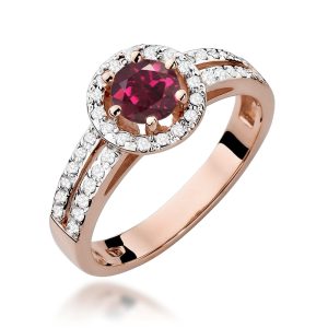 Sužadėtuvių žiedas su rubinu ir deimantais (0.80 ct)