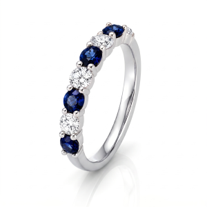 1.02 ct žiedas su safyrais ir deimantais baltas auksas