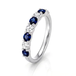 1.02 ct žiedas su safyrais ir deimantais baltas auksas