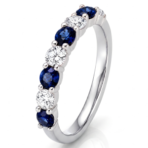1.02 ct žiedas su safyrais ir deimantais baltas auksas