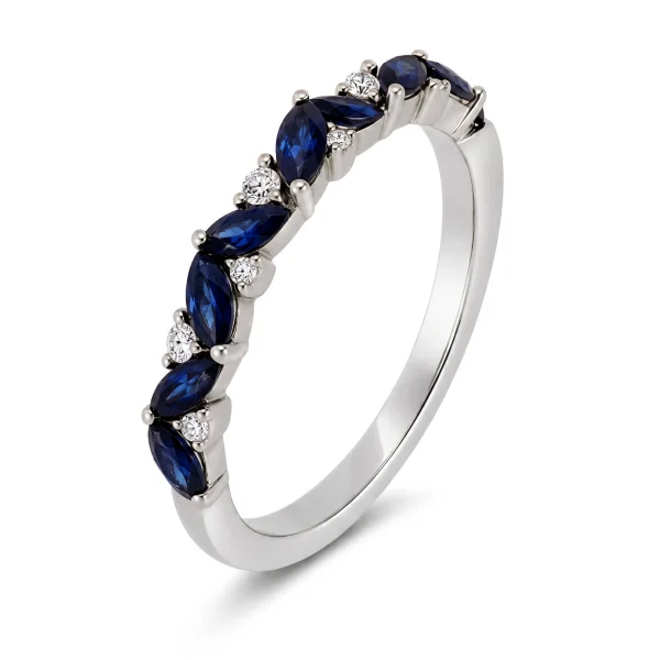 1.15 ct žiedas su safyrais ir deimantais balto aukso