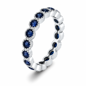 1.70 ct žiedas su mėlynais safyrais baltas auksas
